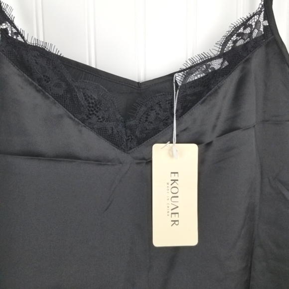 Ekouaer Womens Black Lace Satin Cami Size XXL Plus Feminine Y2K 90s Fairy Grunge - Picture 9 of 10